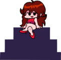 Girlfriend's static idle pose for the Ludum Dare prototype, depicting her sitting upon a placeholder graphic.