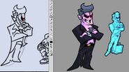 Daddy Dearest concept art by evilsk8r, alongside PhantomArcade's first and finalized version.