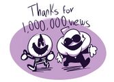 Artwork of Skid and Pump by Sr Pelo, thanking the audience for 1 million views on the first Spooky Month video, "It's spooky month."