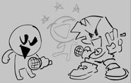 A doodle of the Boyfriend and Average Stickman rap battle by PhantomArcade.