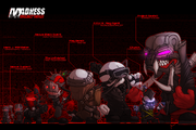 Hank's size compared to other enemies of MADNESS: Project Nexus. Artwork by Krinkels.