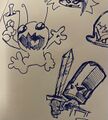 Nene, Pico, Alien Hominid と Castle Crasher を描いた PhantomArcadeによる落書き。