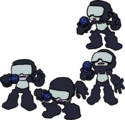 Tankman's miss pose concept sheet with no background.