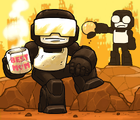 A Pico Day artwork piece of Tankman and Steve, made by JohnnyUtah on Newgrounds.