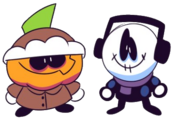 Skid and Pump with their winter attires on, as seen in "Spooky Month 4 - Deadly Smiles".