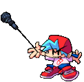 Boyfriend's unused attack animation, depicting him throwing his microphone.