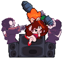 Unused sprite of Pico kicking Girlfriend off the speakers, intended to be used in the cutscene for Stress.