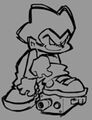 A sketch of Pico leaning on one knee while standing on his weapon by PhantomArcade, which was inspired by Goku crouching position.