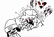 Sketch of Boyfriend being possessed by Mommy Mearest and attacking Parappa on PhantomArcade's Twitch stream.
