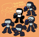A concept sheet with Tankman's miss poses, made by PhantomArcade.