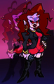 Static image of Mommy Mearest's old idle sprite, seen in the sneak peek for her week. The inside of her mouth has a pinkish-red color instead of white.