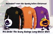 Official Spooky Month shirts from 2019 released alongside the old plushes.